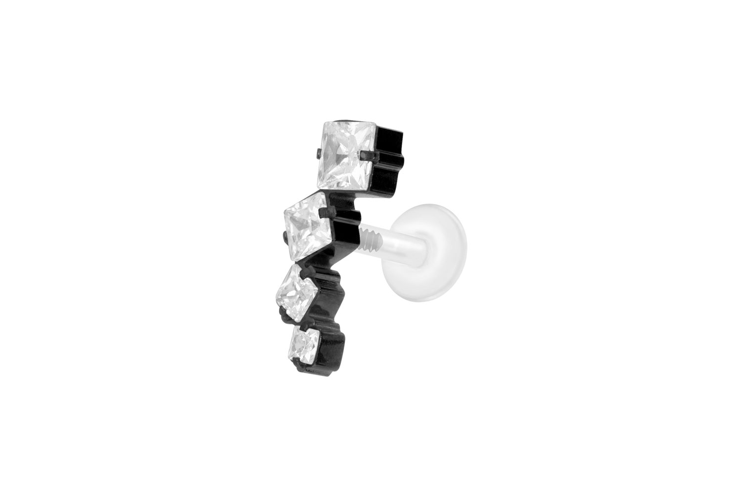 PTFE Labret Piercing mit Innengewinde + Titan-Aufsatz KRISTALLBOGEN